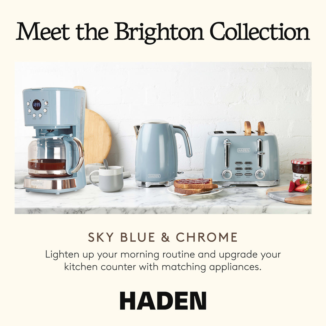 Haden Brighton Stainless Steel 4 Slice Toaster w/Extra Wide Slots, Blue (Used) - VMInnovations