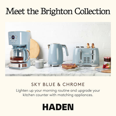 Haden Stainless Steel 4 Slice Toaster with Extra Wide Slots, Sky Blue (Open Box) - VMInnovations