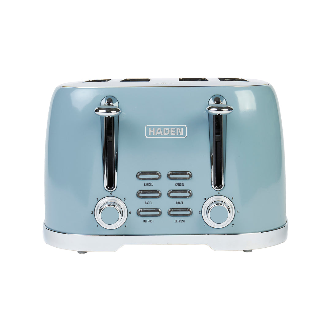 Haden Brighton Stainless Steel 4 Slice Toaster w/Extra Wide Slots, Blue (Used) - VMInnovations
