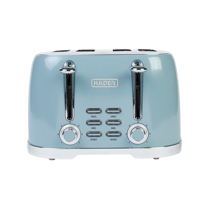 Haden Brighton Stainless Steel 4 Slice Toaster w/Extra Wide Slots, Blue (Used) - VMInnovations