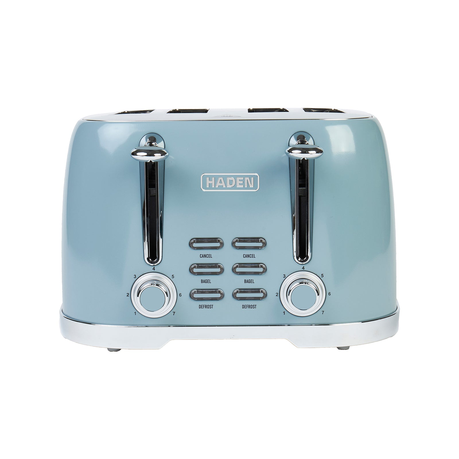 Haden Stainless Steel 4 Slice Toaster with Extra Wide Slots, Sky Blue (Open Box) - VMInnovations