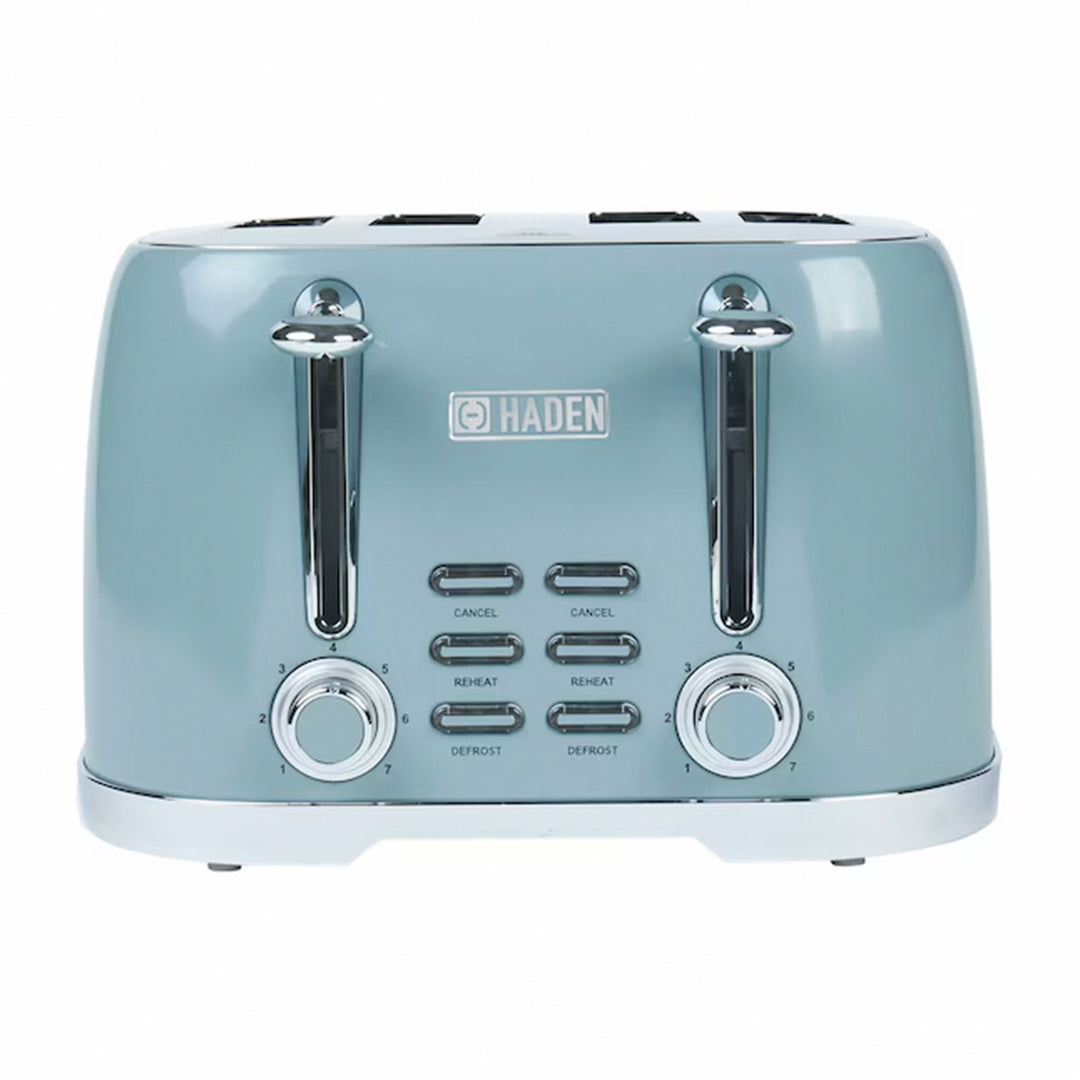 Haden Brighton Stainless Steel 4 Slice Toaster with Extra Wide Slots, Sky Blue