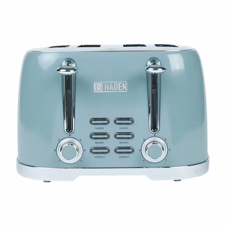 Haden Stainless Steel 4 Slice Toaster with Extra Wide Slots, Sky Blue (Open Box)