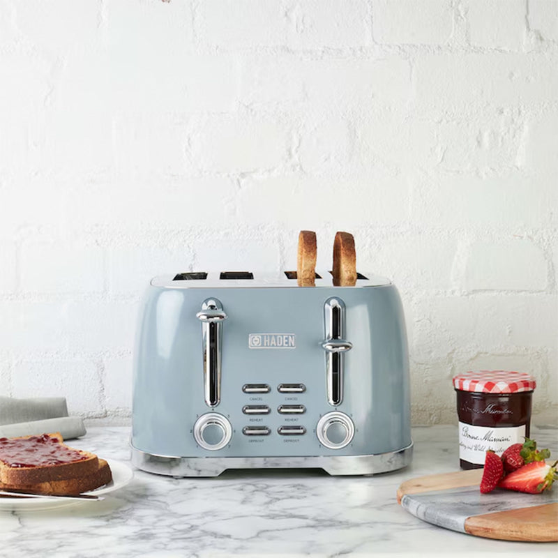 Haden Brighton Stainless Steel 4 Slice Toaster w/Extra Wide Slots, Blue (Used)