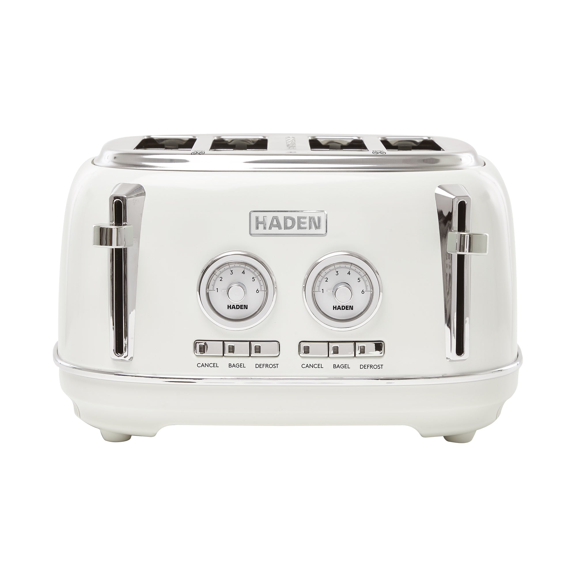 Haden Dorset 4 Slice Wide Slot Stainless Steel Toaster, Ivory & Chrome - VMInnovations