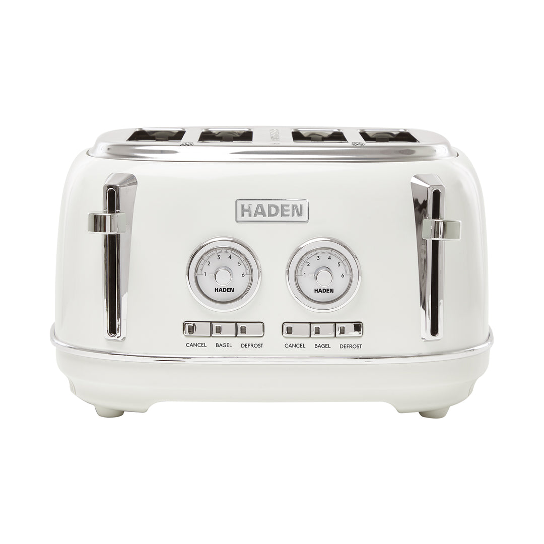 Haden 4 Slice Wide Slot Stainless Steel Toaster, Ivory & Chrome (Open Box)