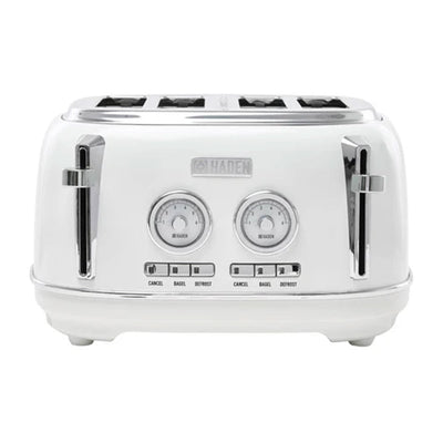 Haden Dorset 4 Slice Wide Slot Stainless Steel Toaster, Ivory & Chrome