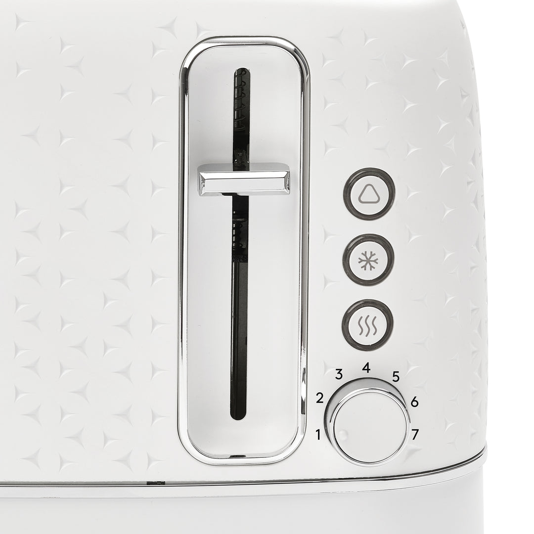 Haden Starbeck 4 Slice Wide Slot Stainless Steel Toaster, Bright White & Chrome - VMInnovations