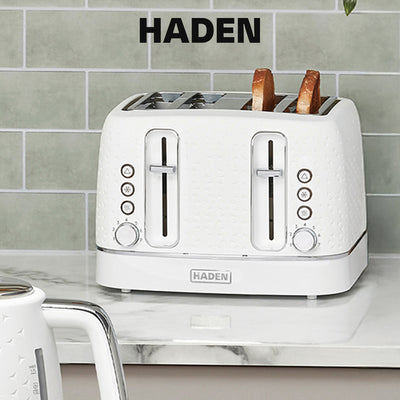 Haden Starbeck 4 Slice Wide Slot Stainless Steel Toaster, Bright White & Chrome - VMInnovations