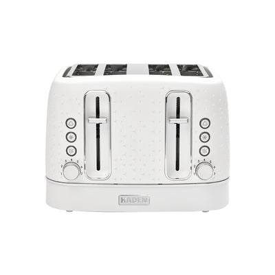 Haden Starbeck 4 Slice Wide Slot Stainless Steel Toaster, Bright White & Chrome - VMInnovations