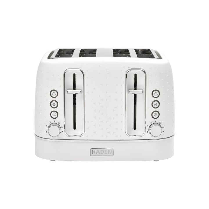 Haden Starbeck 4 Slice Wide Slot Stainless Steel Toaster, Bright White & Chrome - VMInnovations