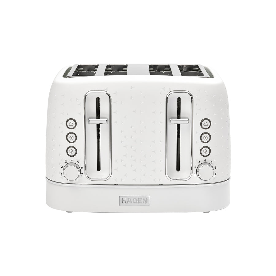 Haden Starbeck 4 Slice Wide Slot Stainless Steel Toaster, Bright White & Chrome - VMInnovations
