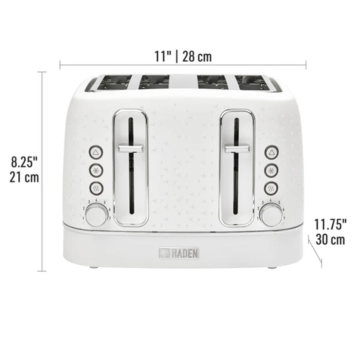 Haden Starbeck 4 Slice Wide Slot Stainless Steel Toaster, Bright White & Chrome