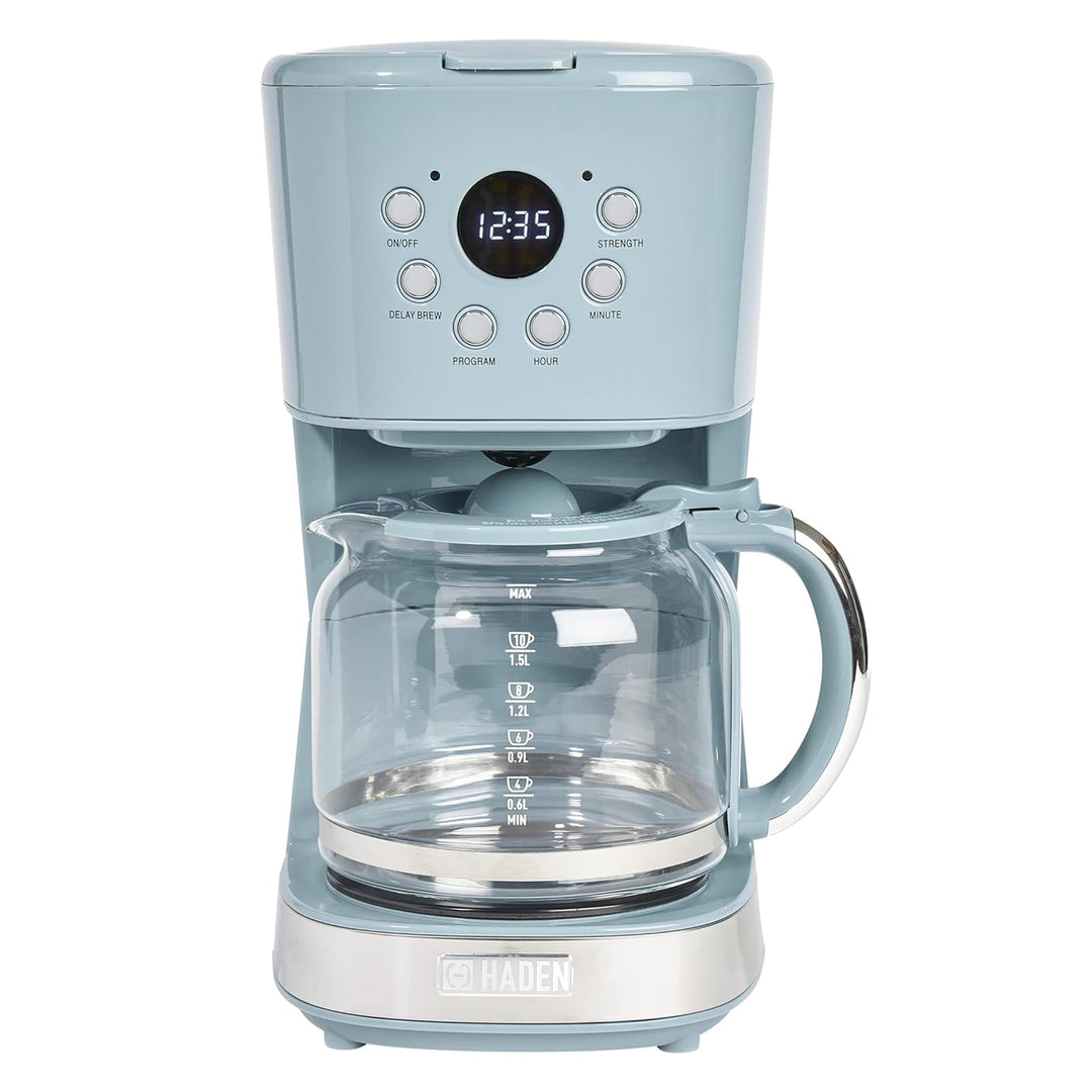 Haden Brighton 12 Cup Sleek Modern Nautical Coffee Maker, Sky Blue (Open Box)