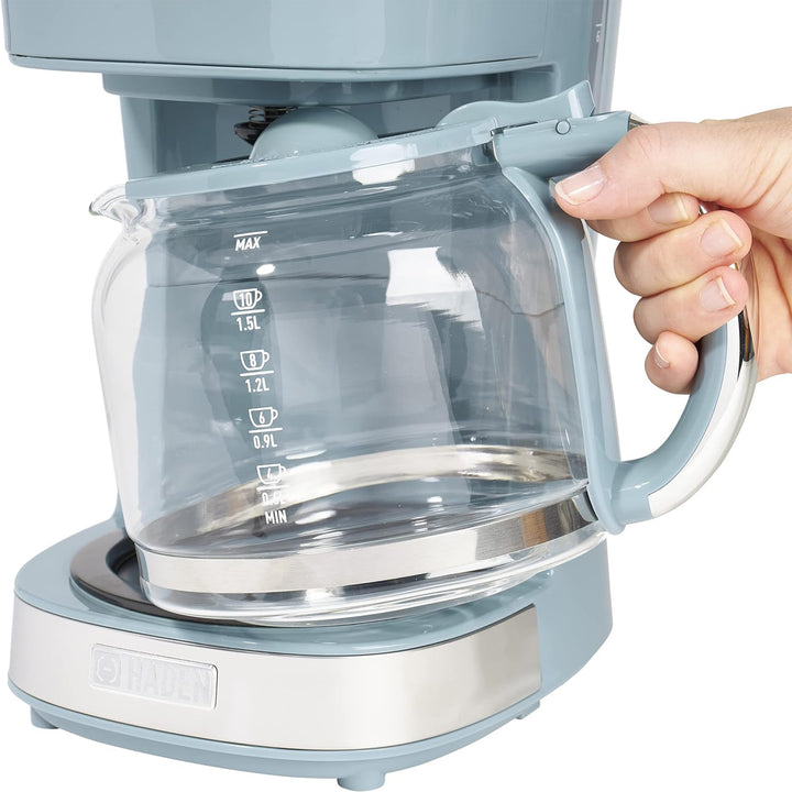 Haden Brighton 12 Cup Sleek Modern Nautical Coffee Maker, Sky Blue (Open Box)