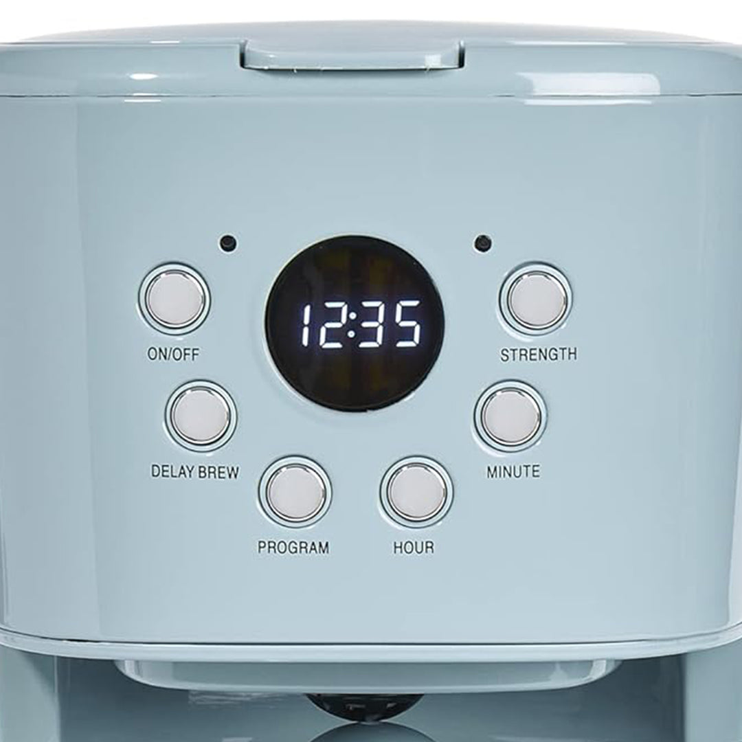 Haden Brighton 12 Cup Programmable Coffee Maker, Sky Blue & Chrome