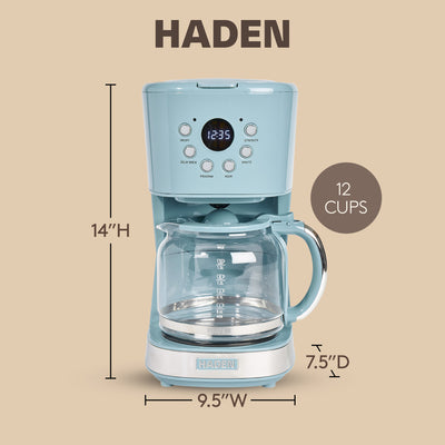 Haden Brighton 12 Cup Sleek Modern Nautical Coffee Maker, Sky Blue (Open Box) - VMInnovations