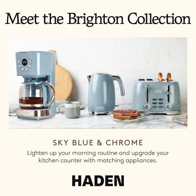 Haden Brighton 12 Cup Sleek Modern Nautical Coffee Maker, Sky Blue (Open Box)