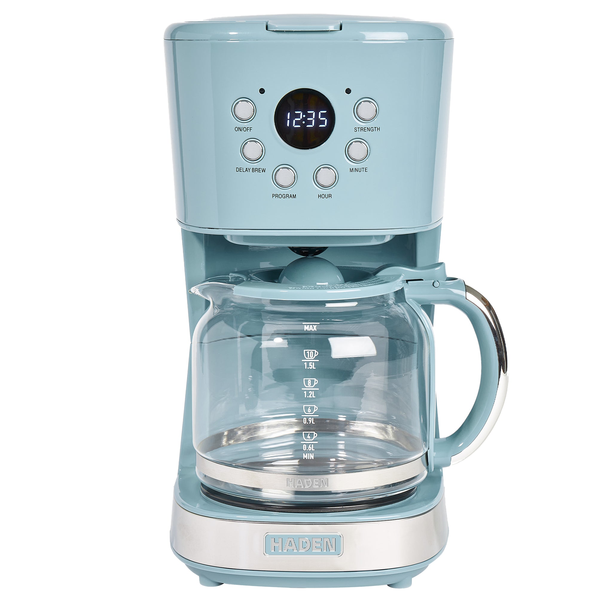 Haden Brighton 12 Cup Sleek Modern Nautical Coffee Maker, Sky Blue (Open Box)