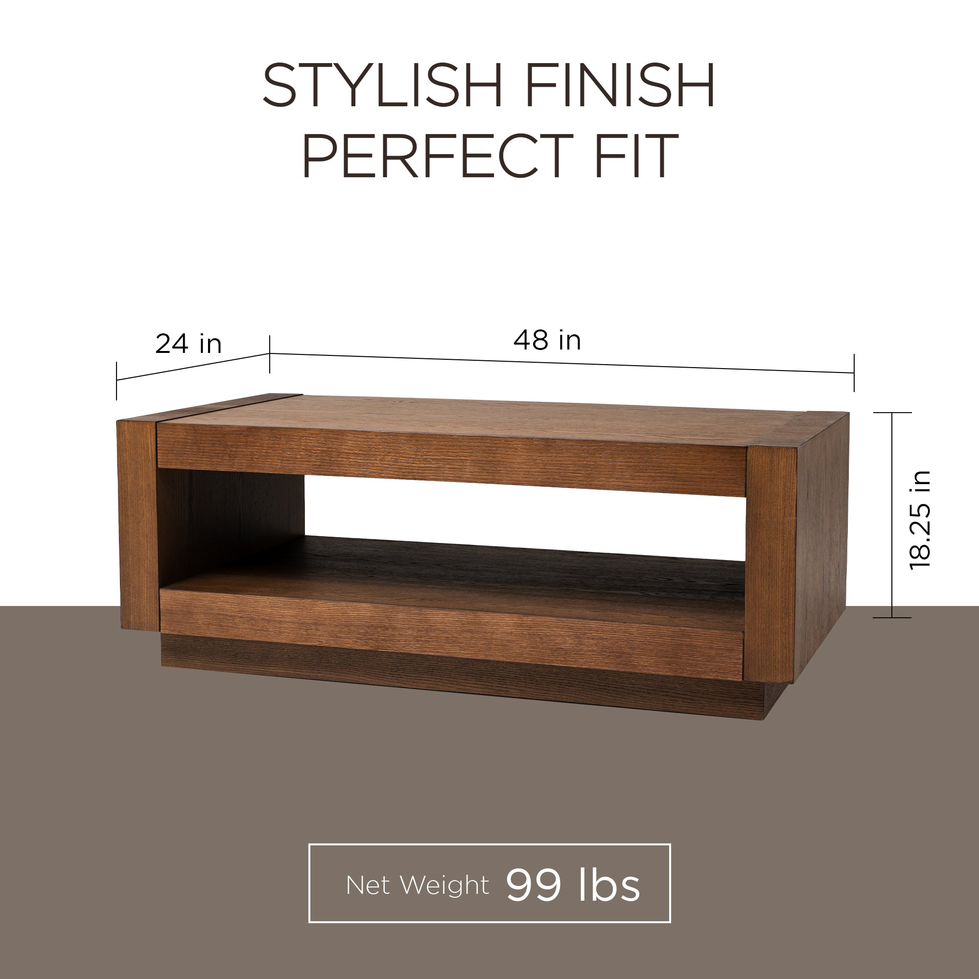 Maven Lane Artemis Wooden Coffee Table and Set of 2 Side Tables, Refined Brown - VMInnovations