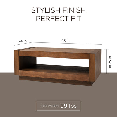 Maven Lane Artemis Wooden Coffee Table and Set of 2 Side Tables, Refined Brown - VMInnovations