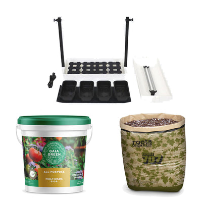 SunBlaster Light Garden + GAIA GREEN Plant Food + Roots Organics Formula 707