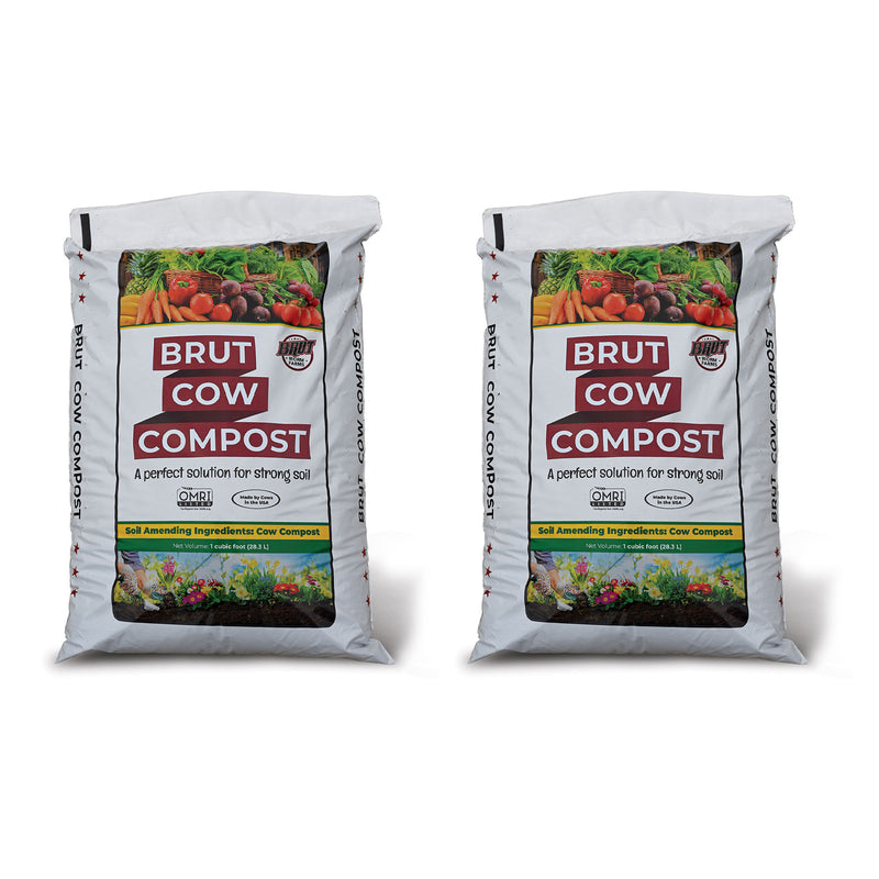 Brut Organic 1 Cu Ft Pure Nutrient Rich Garden Enhancer Cow Compost, (2 Pack)