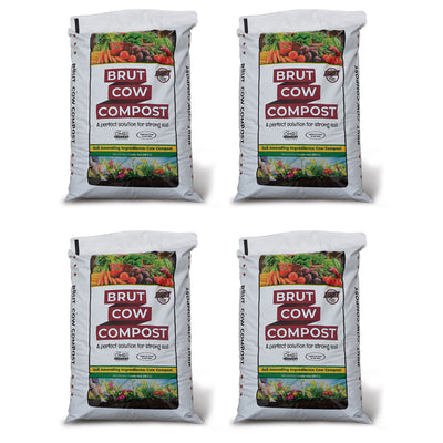 Brut Organic 1 Cu Ft Pure Nutrient Rich Garden Enhancer Cow Compost, (4 Pack) - VMInnovations