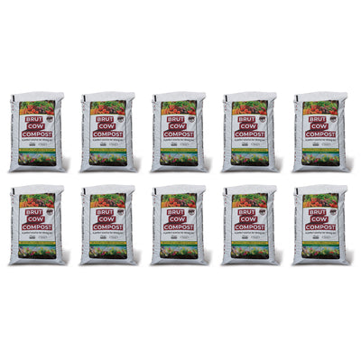 Brut Organic 1 Cu Ft Pure Nutrient Rich Garden Enhancer Cow Compost, (10 Pack) - VMInnovations