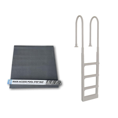 Main Access Large Pool Step Ladder Guard Mat with ProSeries Adjustable Ladder