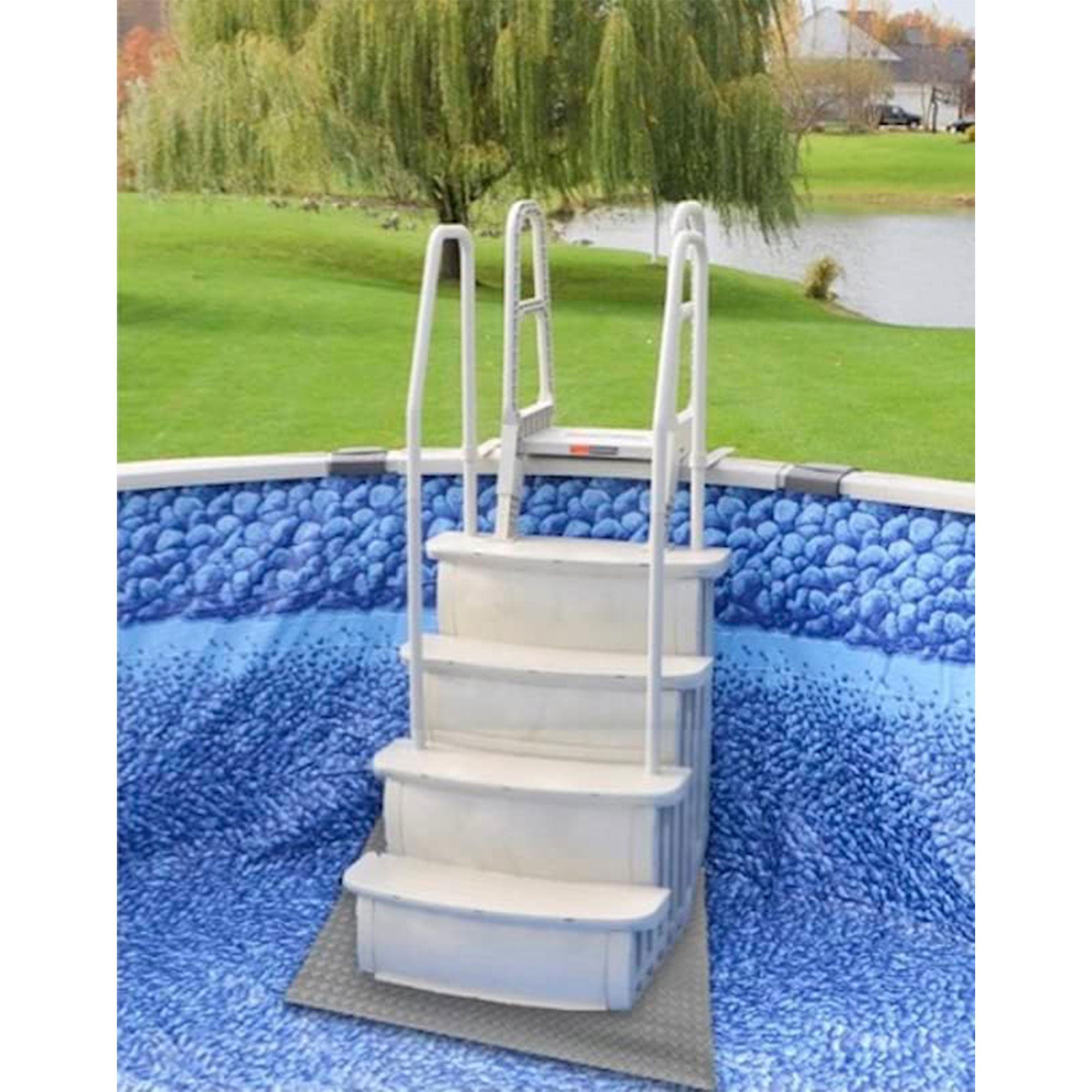 Main Access Large 36 x 36" Step Ladder Guard Mat with ProSeries Pool Step Ladder