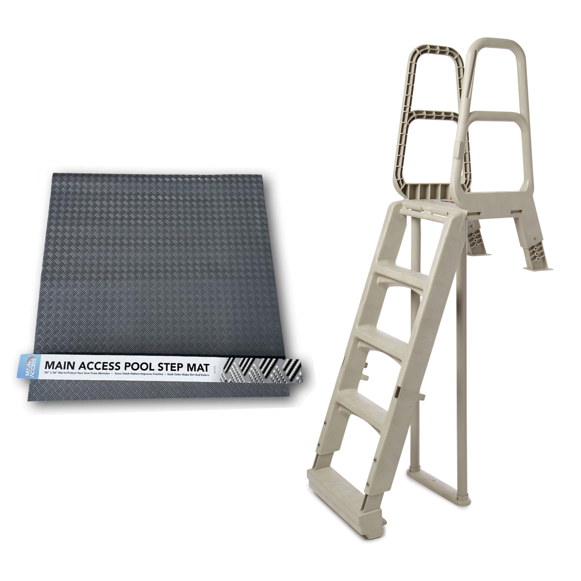 Main Access Large Step Ladder Guard Mat with Smart Choice Incline Pool Ladder