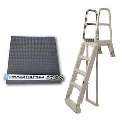 Main Access Large Step Ladder Guard Mat with Smart Choice Incline Pool Ladder