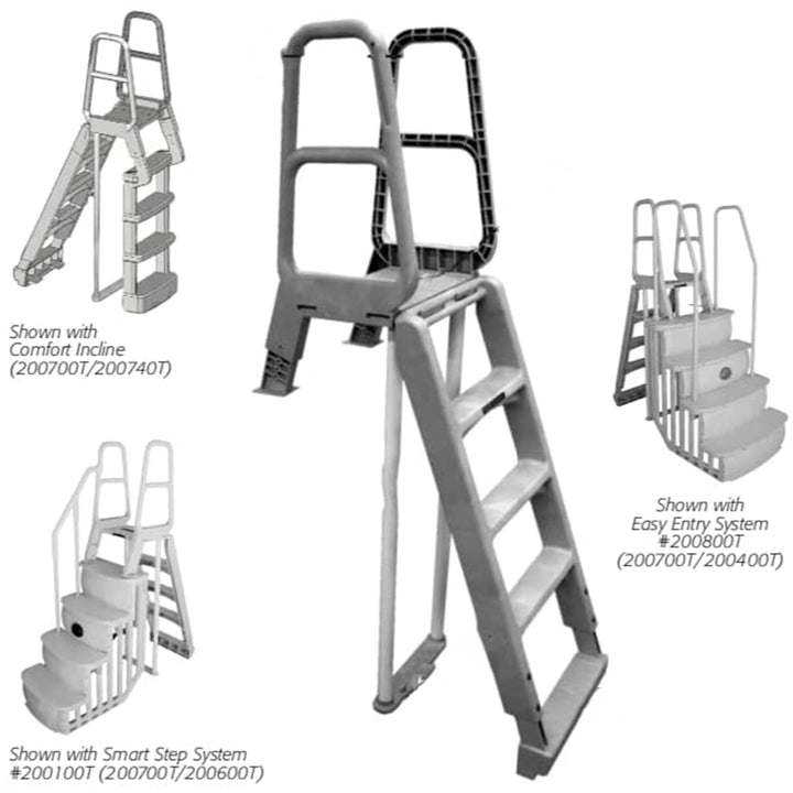 Main Access Large Pool Step Ladder, Gray + Main Access Swim Pool Ladder, Taupe