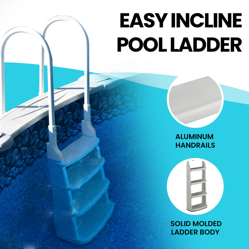 Main Access Large Pool Step Guard Mat, Gray + Main Access Pool Ladder, White