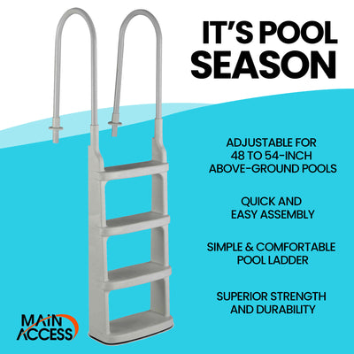 Main Access Large Pool Step Guard Mat, Gray + Main Access Pool Ladder, White