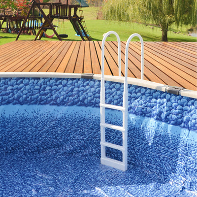 Main Access Large Pool Step Guard Mat, Gray + Main Access Pool Ladder, White