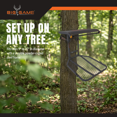 Big Game Steel Hang-On Treestand with 14"x12" Flip-Back Seat, Black (Open Box)
