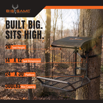 Big Game Captain XC Steel Treestand w/14 x 8 in. Flip-Back Seat, Black (Used)