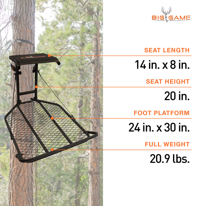 Big Game Captain XC Steel Hang-On Treestand w/14 x 8 in. Seat, Black (Open Box) - VMInnovations