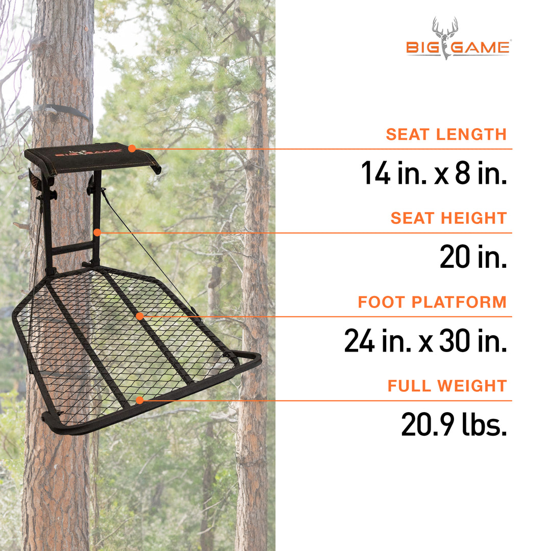 Big Game Captain XC Steel Hang-On Treestand & Quick Stick Climbing Sticks, Black