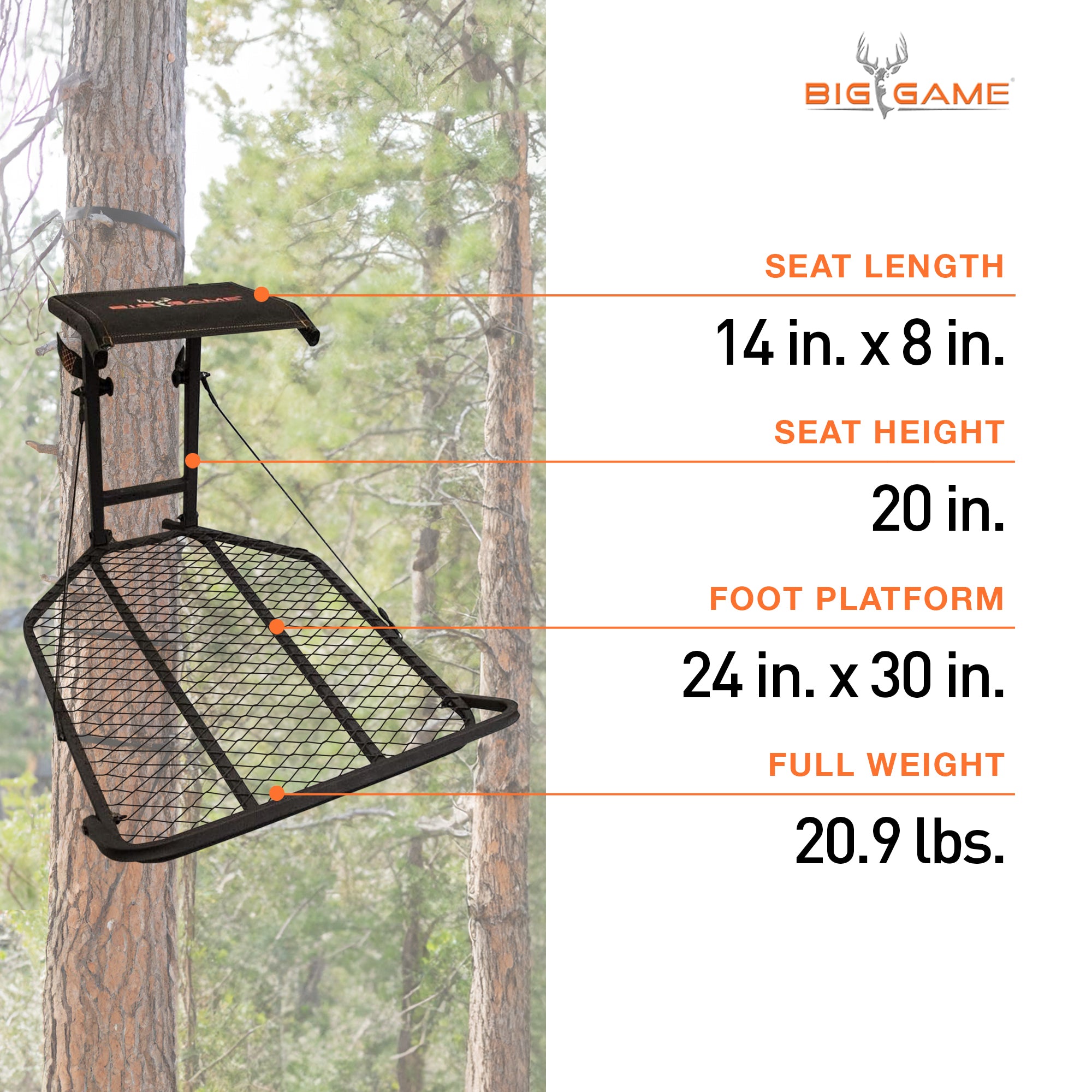 Big Game Captain XC Steel Hang-On Treestand w/14 x 8 in. Seat, Black (Open Box) - VMInnovations