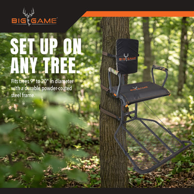 Big Game Captain XC Steel Hang-On Treestand with 20 x 30 Flip-Back Seat, Black