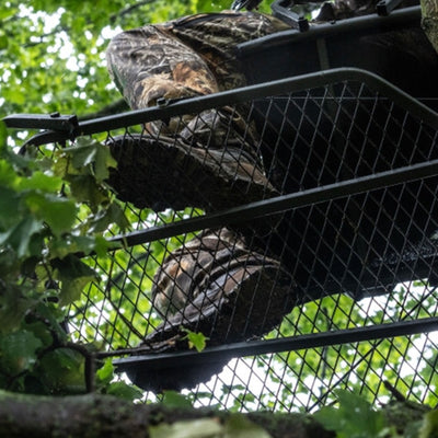Big Game Captain XC Steel Hang-On Treestand with 20 x 30 Flip-Back Seat, Black - VMInnovations
