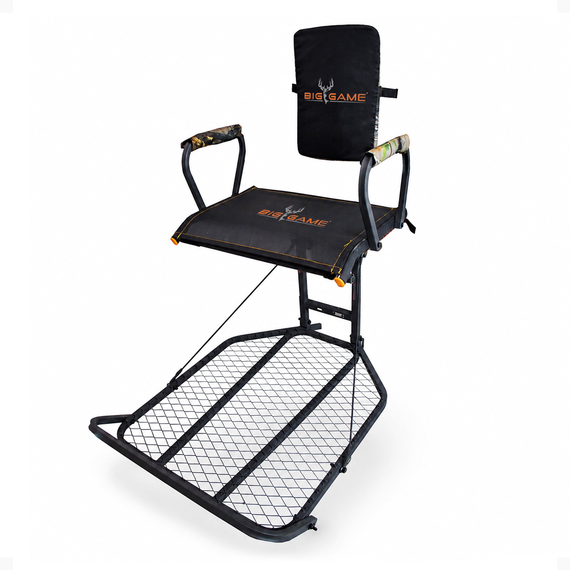 Big Game Captain XC Steel Hang-On Treestand with 20 x 30 Flip-Back Seat, Black