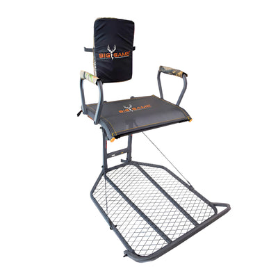 Big Game Captain XC Steel Hang-On Treestand with 20 x 30 Flip-Back Seat, Black - VMInnovations