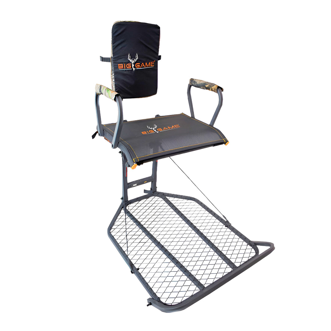 Big Game Captain XC Steel Treestand with 20 x 30 Flip-Back Seat, Black(Open Box)