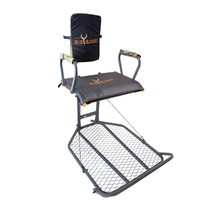 Big Game Captain XC Steel Treestand with 20 x 30 Flip-Back Seat, Black(Open Box)