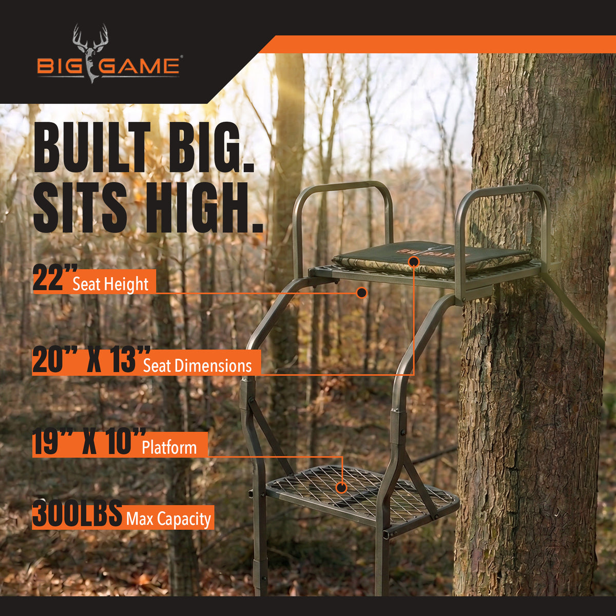 Big Game The Warrior Pro 1 Person Hunting Ladder Tree Stand, Black (Used)