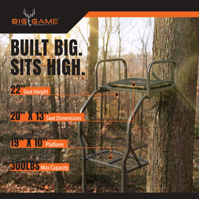 Big Game The Warrior Pro 1 Person Hunting Ladder Tree Stand, Black (Used)
